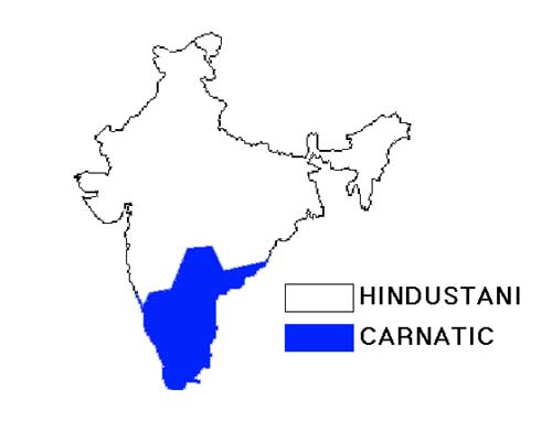 Map of Hindustani and Carnatric sangeet