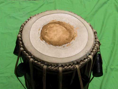 Left hand side of the In­dian pakhawaj