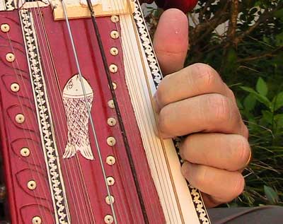 Stop string with se­cond finger