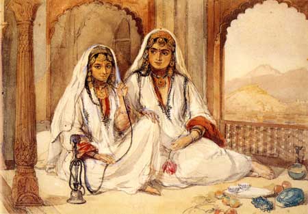 Kashmeri tawaifs with hookah