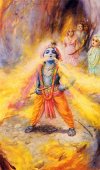 Sri Krishna swallowing the forest fire