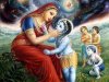 Sri Krishna showing the whole universe inside mouth