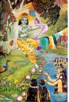Sri Krishna stealing the garments of the gopis
