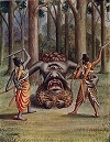 Sri Rama encountering demon Kabandha