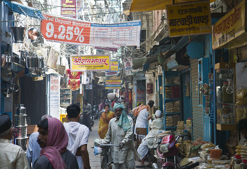 One of the many lanes in the old quarter of Varanasi