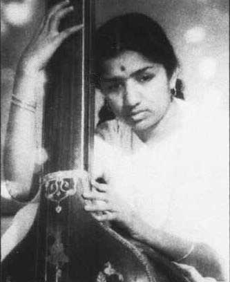 Lata Mangeshkar with tanpura